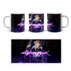 Кухоль Cyberpunk 2077 Кіберпанк 2077 Постер з рожевою назвою кераміка, білого кольору 330мл