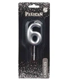Свеча для торта Pelican "6" 6 см серебряный 3731