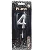 Свеча для торта Pelican "4" 6 см серебряный 3729