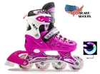 Роликові ковзани дитячі розсувні Scale Sports PINK LF 905 Рожеві розмір 29-33 передні колеса СВІТЯТЬСЯ