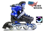Роликові ковзани дитячі розсувні Scale Sports BLUE LF 905 Сині розмір 34-37 переднє колесо СВІТИТЬСЯ