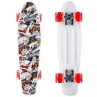 Скейт Пенни Борд Penny Board Cruiser круизер Profi 881 белый-красный со светящимися колесами