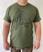 Чоловіча футболка для рибака принт Короп L темний хакі - зображення 1