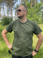 Чоловіча футболка для рибака принт Короп L темний хакі - зображення 3