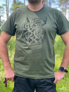 Мужская футболка для охотника принт Морда кабана XXL темный хаки - изображение 3