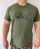Мужская футболка принт Кабанчик XL темный хаки - изображение 1
