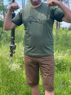 Мужская футболка принт Кабанчик XL темный хаки - изображение 3