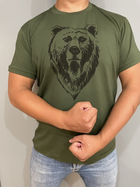 Чоловіча футболка для мисливців принт Непохитний ведмідь XL темний хакі - зображення 3