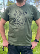 Мужская футболка для охотника принт Морда кабана XL темный хаки - изображение 3