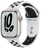 Смарт-часы Apple Watch Series 7 Nike GPS 41mm Starlight Aluminium Case with Pure Platinum/Black Nike Sport Band (MKN33) - изображение 1