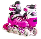 Детские раздвижные ролики 34-37 с комплектом защиты и шлемом Scale Sports Pink подсветка переднего колеса