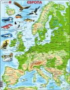 Пазл Larsen Карта Европы с животными из серии Макси (K70-UA)