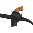 Кобура Револьвер 3 поясная + скрытого внутрибрючного ношения не формованная с клипсой (кожа, чёрная) - изображение 3