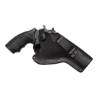 Кобура для Револьвера 4" поясная + скрытого внутрибрючного ношения с клипсой не формованная (кожаная, чёрная)97479 - изображение 1