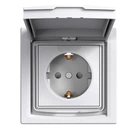 Розетка с з/к, с крышкой, белая IP44 ASFORA EPH3100321