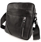Классическая мужская кожаная сумка через плечо Tiding Bag 21 х 18 х 7 см черная (864-HT4643)