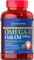 Витамины Puritan's Pride Double Strength Omega-3 Fish Oil 1200 mg/600 mg 90 капсул (4384301473)