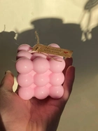 Свеча-бабл розовая «Воздушный куб» 6 см - изображение 4