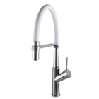 Cмеситель для кухни однорычажный с гибким изливом GLOBUS LUX DENVER Flex GDF-32-00-01 белый латунь 000022944