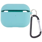 Силиконовый футляр с микрофиброй для наушников Airpods Pro 3 Бирюзовый / Marine Green