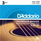 Струны DAddario EJ16-3D Phosphor Bronze 12-53 Light (3-pack)