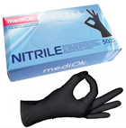 Медицинские нитриловые перчатки MediOk, 100 шт, 50 пар, размер L, черные - изображение 1