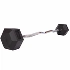 Штанга фиксированная изогнутая резиновая Rubber Hexagon Barbell 30кг Zelart (гриф l-95см) (TA-6231-30)