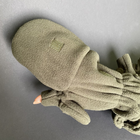 Зимові флісові рукавички-рукавиці тактичні з відкидним верхом без пальців Zepma оливкові АН-1726 розмір L - зображення 3