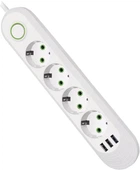 Мережевий фільтр Voltronic 4 розетки EU + 3 USB, 1.5 м, переріз 3х0.75 мм, 2500 В Білий (F04U-White)