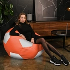 Кресло мешок Мяч Оксфорд размер Стандарт+ Студия Комфорта Оранжевый + Белый - изображение 4