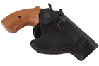 Кобура Револьвер 3 поясная скрытого внутрибрючного ношения не формованная с клипсой кожа чёрная MS - изображение 1