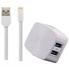 Мережевий зарядний пристрій Remax RP-U215i 2.4A 2 USB плюс кабель Lightning 220V EU білий