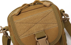 Тактическая поясная наплечная сумка - подсумок с ремнём Tactic с системой M.O.L.L.E Койот (1030- coyote) - изображение 4