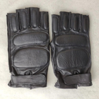 Чоловічі шкіряні тактичні рукавички для військових (спецназ) без пальців без підкладки GlovesUA мод.312 р.11 чорні - зображення 3