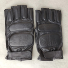 Мужские тактические кожаные перчатки для военных (спецназ) без пальцев без подкладки GlovesUA мод.312 р.9 черные - изображение 3