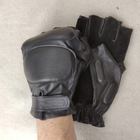 Мужские тактические кожаные перчатки для военных (спецназ) без пальцев без подкладки GlovesUA мод.312 р.9,5 черные - изображение 2