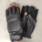 Чоловічі шкіряні тактичні рукавички для військових (спецназ) без пальців без підкладки GlovesUA мод.312 р.10 чорні - зображення 1
