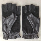 Мужские тактические кожаные перчатки для военных (спецназ) без пальцев без подкладки GlovesUA мод.312 р.10 черные - изображение 4