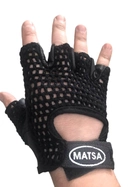 Рукавички без пальців, тактичні рукавички без пальців зі шкіри+текстиль (пара), колір чорний - зображення 1