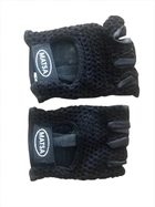Рукавички без пальців, тактичні рукавички без пальців зі шкіри+текстиль (пара), колір чорний - зображення 4
