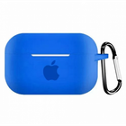 Чехол для AirPods Pro Logo Silicone case с карабином (14) Blue синий