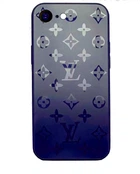 Чехол стеклянный Glass Case Louis Vuitton Луи Витон для iPhone SE 2020 (06) Deep blue синий