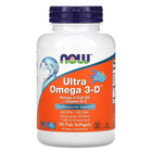 Омега-3 риб'ячий жир + вітамін D-3, Ultra Omega 3-D, Now Foods, 90 капсул з риб'ячого желатину - зображення 1