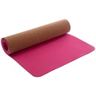 Килимок для фітнесу та йоги пробковий каучуковий Zelart 2433 2x-шаровий 6мм Brown-Pink