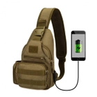 Армійська нагрудна сумка рюкзак з портом USB Захисник 128 хакі - зображення 6