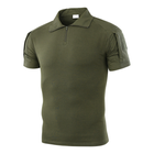 Тактическая футболка с коротким рукавом Lesko A416 Green XXL мужская на змейке с карманами камуфляжная - изображение 1