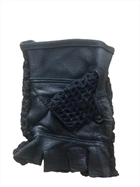 Рукавички без пальців, тактичні рукавички без пальців зі шкіри+сiтка (пара), колір чорний - зображення 4