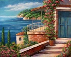Алмазная мозаика на подрамнике Дом на берегу моря 50x40см DM-074