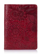 Кожаная красная обложка на паспорт HiArt PC-01 Mehendi Art Красный