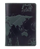 Обложка для паспорта из кожи HiArt PC-01 Shabby Alga 7 wonders of the world Зелёный